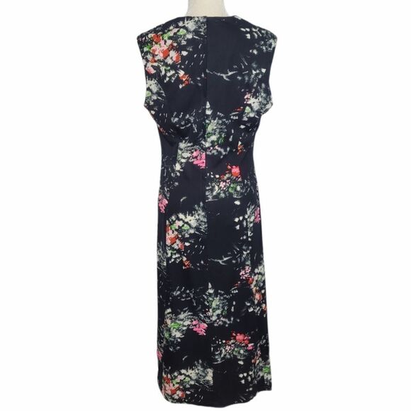 VINTAGE‎ 60s/70s dress black floral sleeveless midi  M - Picture 4 of 13